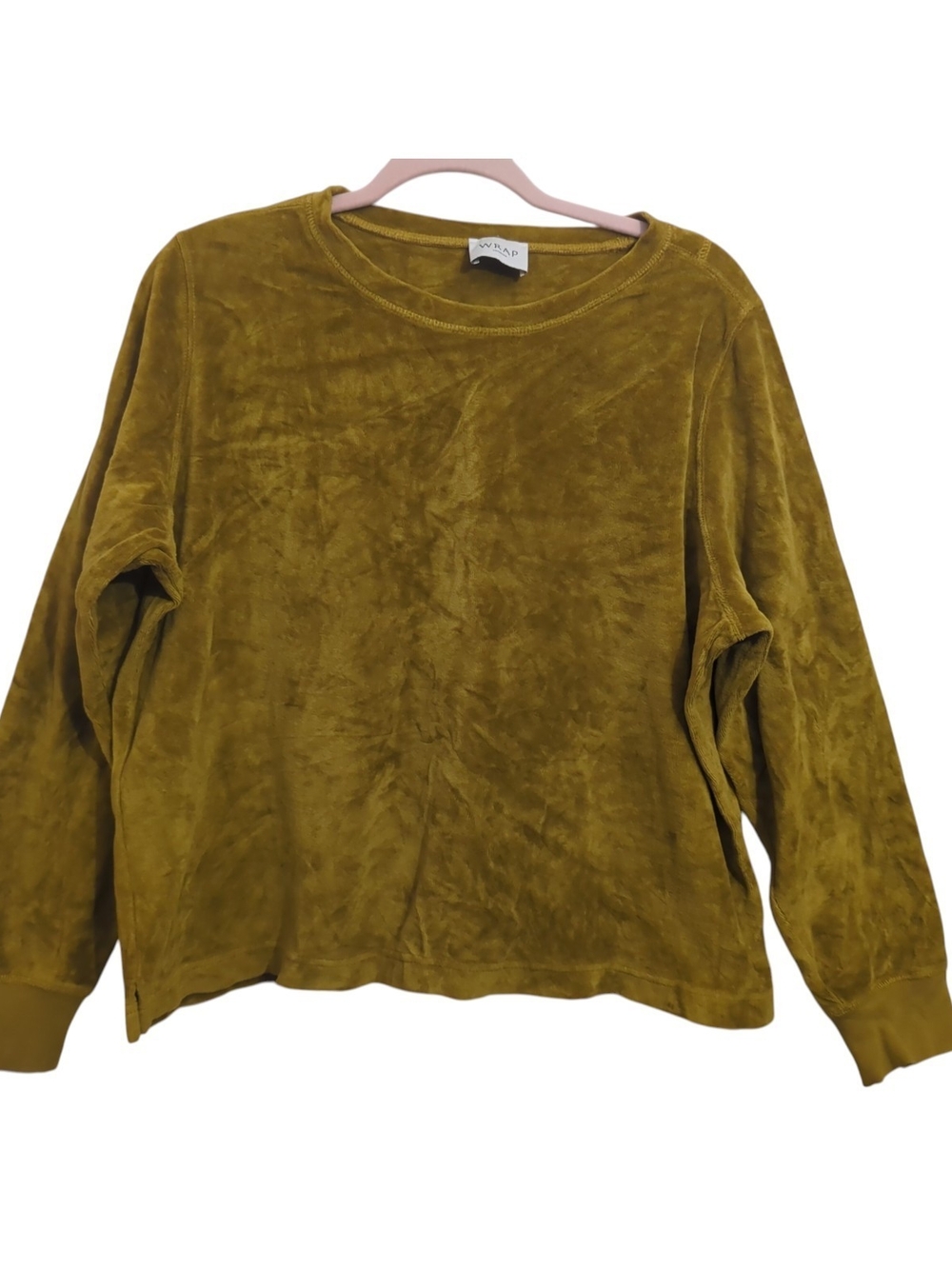 Wrap London Olive Green Velvet Crewneck Sweatshirt